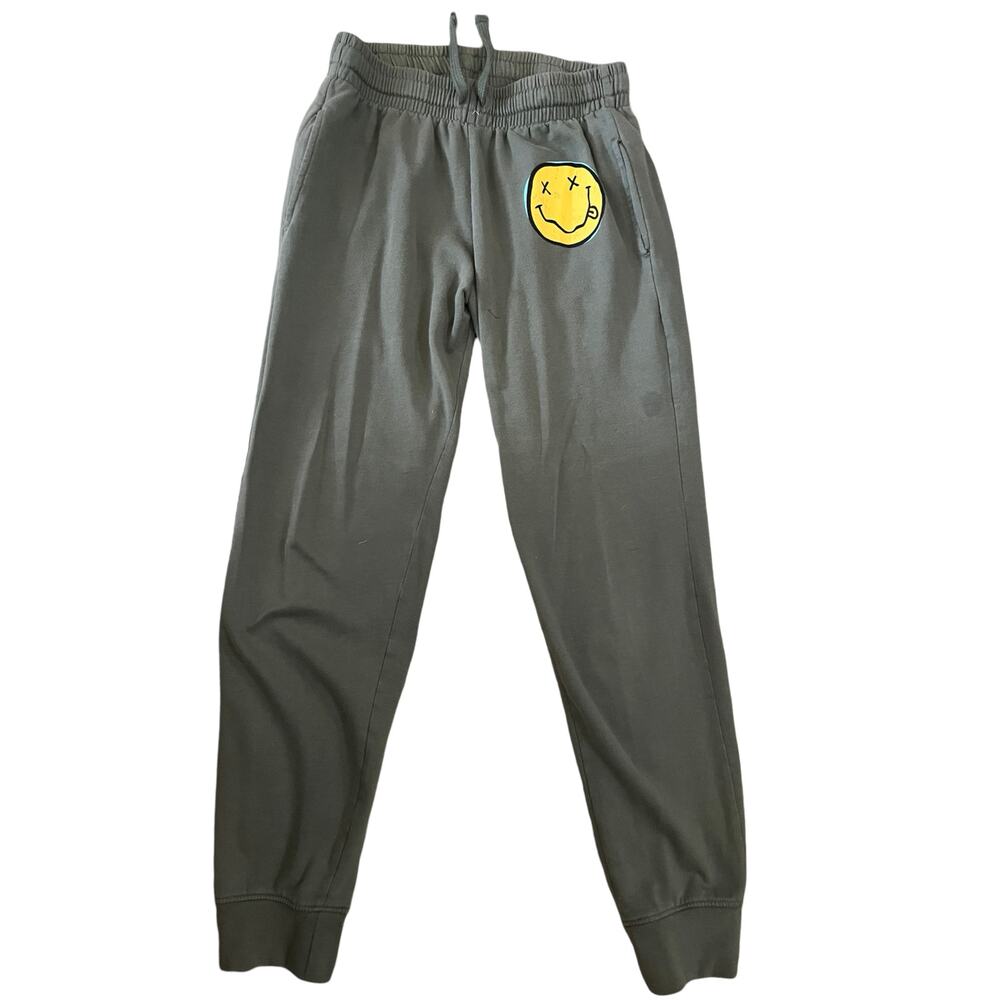 Nirvana Smiley Face Graphic Joggers - Charcoal Gray, S